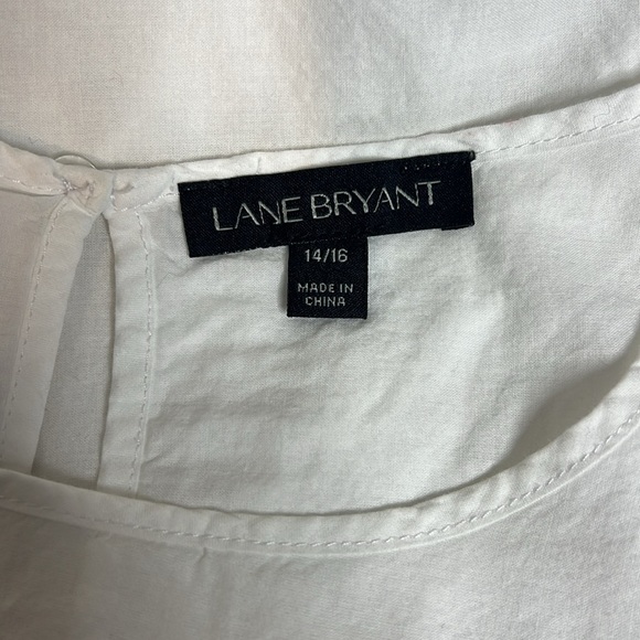 Lane Bryant White Eyelet Hem Blouse | Size 14/16 | 100% Cotton - Picture 7 of 7